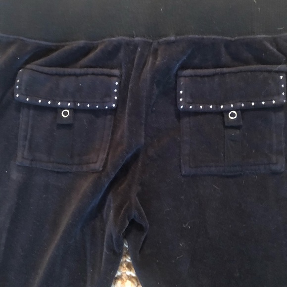 BCBGMaxazria Black Velour pull on wide bell pants - Picture 5 of 6
